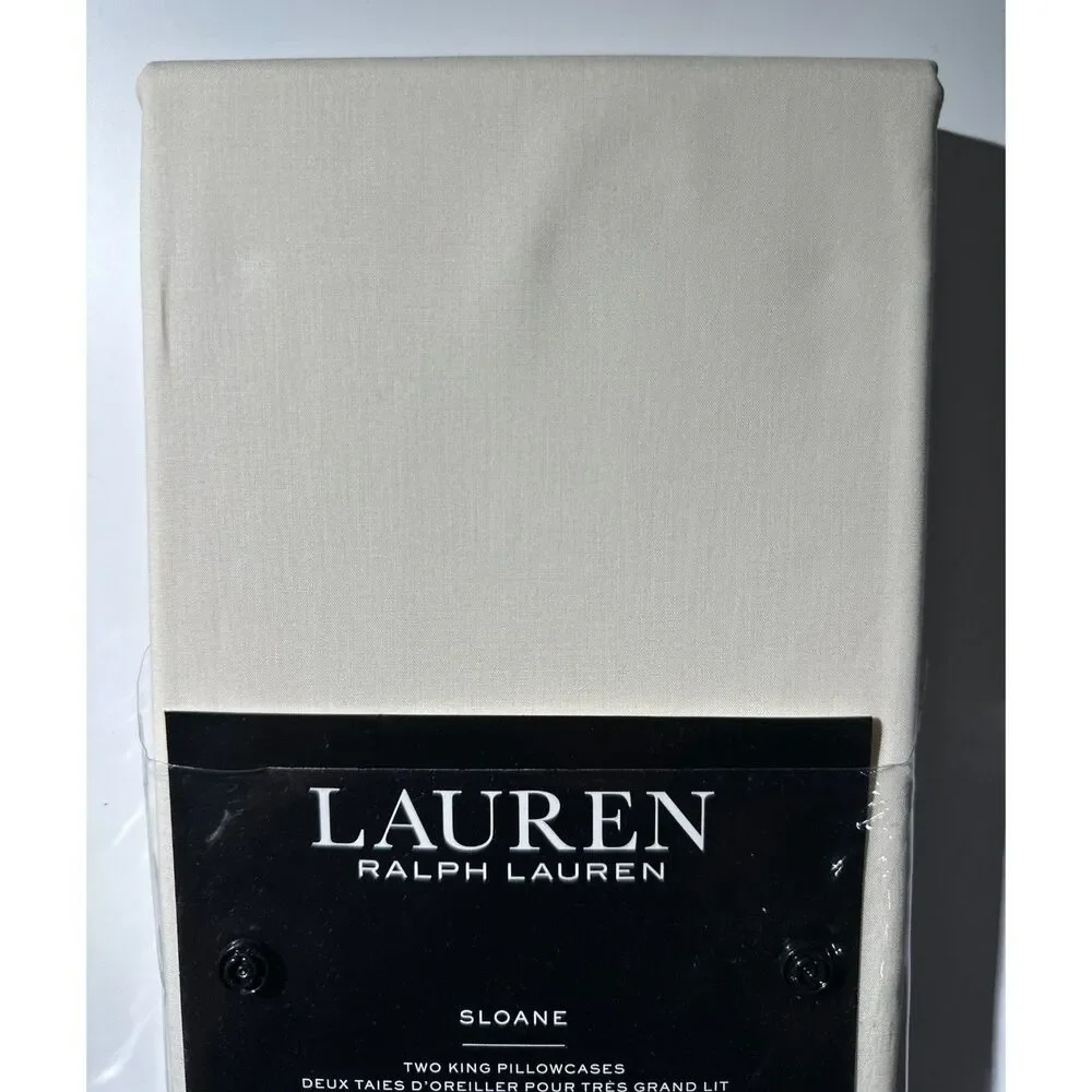 Lauren Ralph Lauren Sloane Pair KING Pillowcases Ivory 20x40 NEW